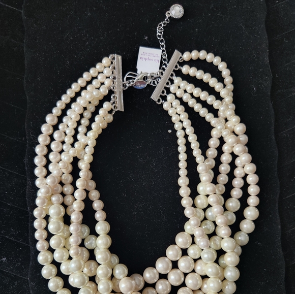 Lia Sophia Uptown 6 Strand Simulated Pearl Necklace - Picture 6 of 6